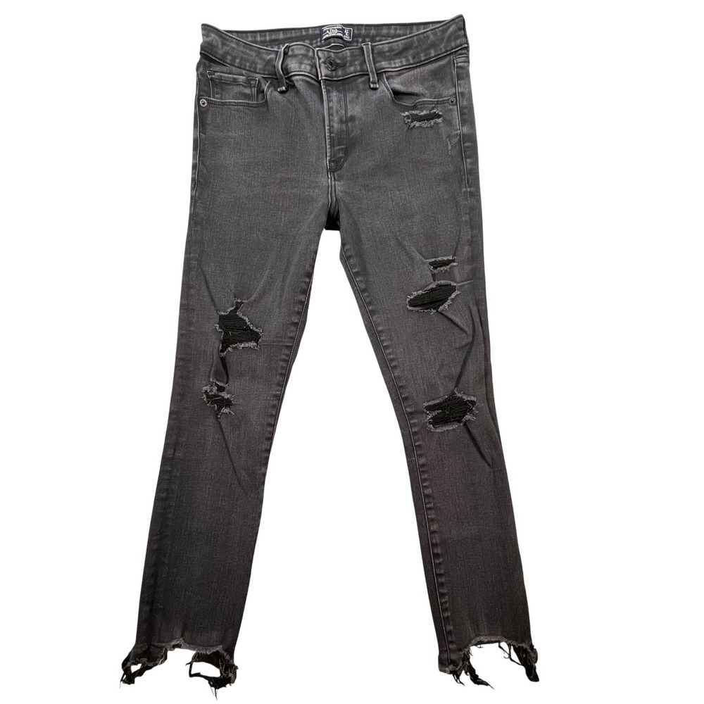 Abercrombie & Fitch Black Super Skinny Ankle Distressed Jeans Womens Size 4S